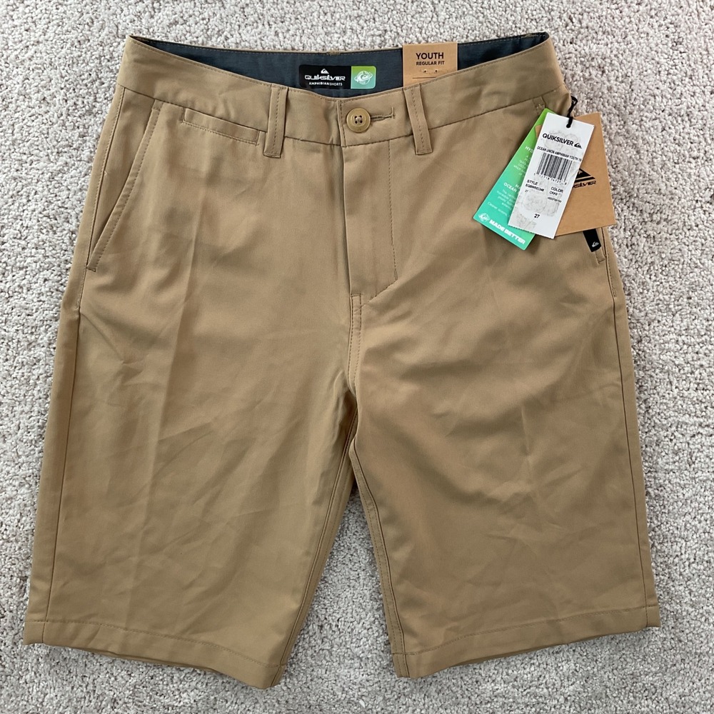 Quiksilver‎ Youth Union Amphibian Shorts 27 Tan Hybrid Walkshorts EQBWS03348 NWT